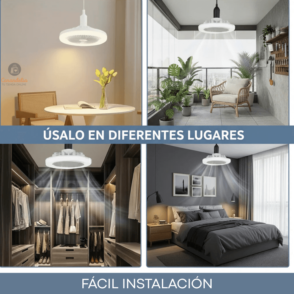 Lámpara con Ventilador - Ahorra espacio y disfruta confort en tu hogar cada día