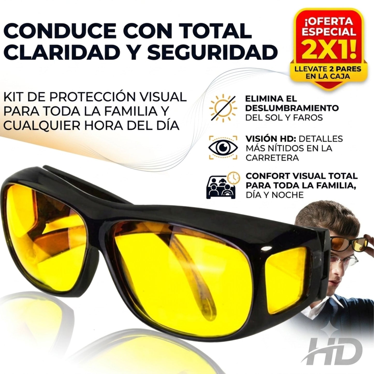 RutaClear HD™ – Gafas de conducción HD para una ruta segura