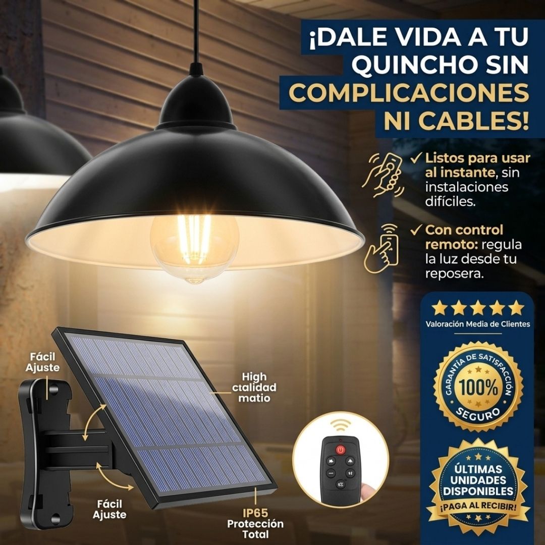 SolarLuz™ Colgante - Ilumina tus espacios exteriores sin enchufes ni cables.
