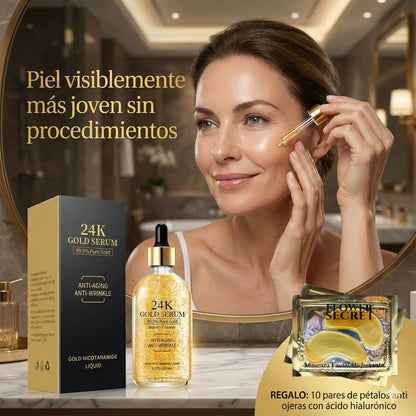 Serum Renova24K - Resultados visibles sin procedimientos invasivos + Pétalos Antiojeras de Regalo