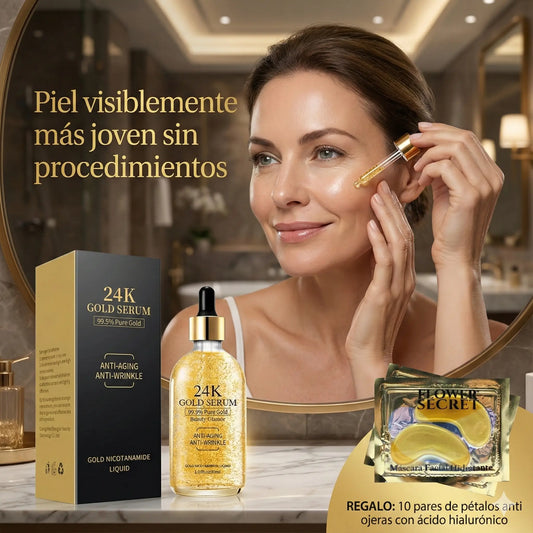 Serum Renova24K - Resultados visibles sin procedimientos invasivos + Pétalos Antiojeras de Regalo