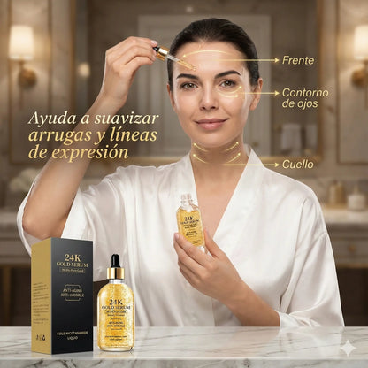 Serum Renova24K - Resultados visibles sin procedimientos invasivos + Pétalos Antiojeras de Regalo