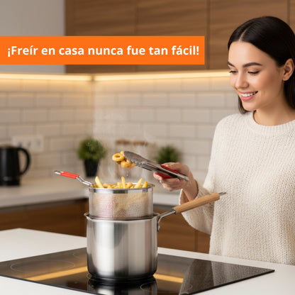 Fríe fácil - Olla Filtro Multiusos-Crujiente, limpio y sin exceso de aceite.