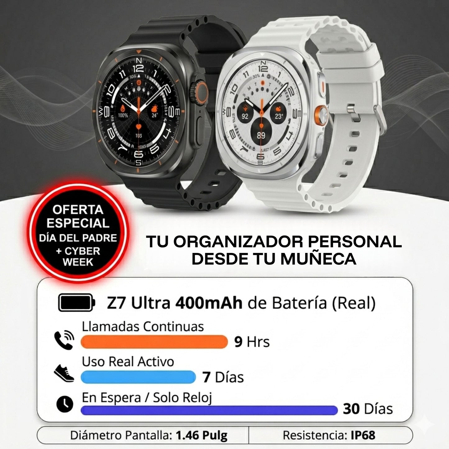 Z7 Ultra Control Smart - Llamadas, notificaciones, actividad diaria y funciones útiles desde tu muñeca