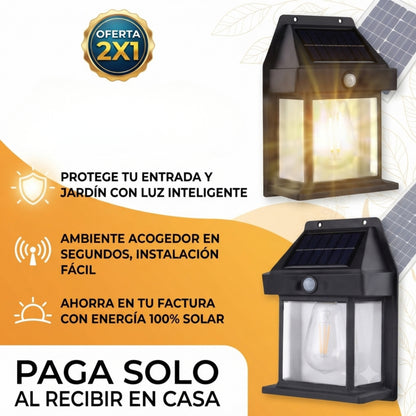 LuzSolar DobleFoco 300° - Ilumina tu patio, entrada sin cables ni electricista