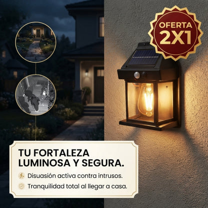 LuzSolar DobleFoco 300° - Ilumina tu patio, entrada sin cables ni electricista