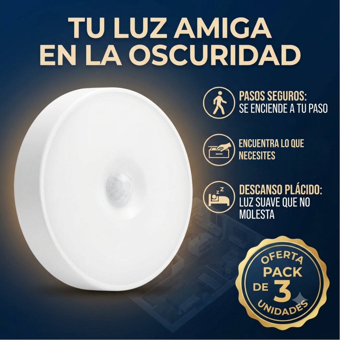 Luz Paso Seguro™ - Ilumina tus pasos de noche sin instalar cables.
