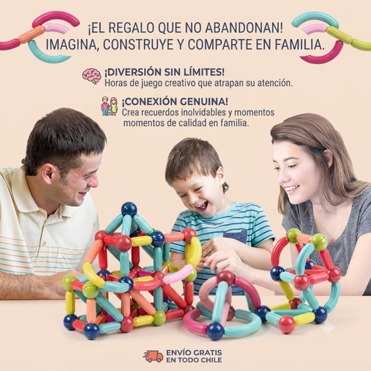 MagnaCrea™ - 36 piezas magnéticas para convertir ideas en horas de construcción y creatividad.