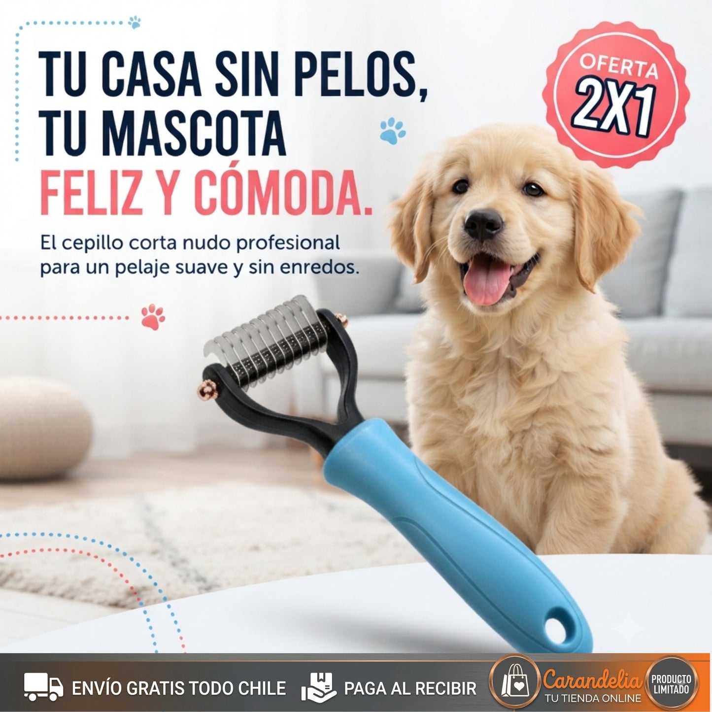 PeluditoPro™ - Ayuda a retirar pelo suelto y desenredar con más suavidad
