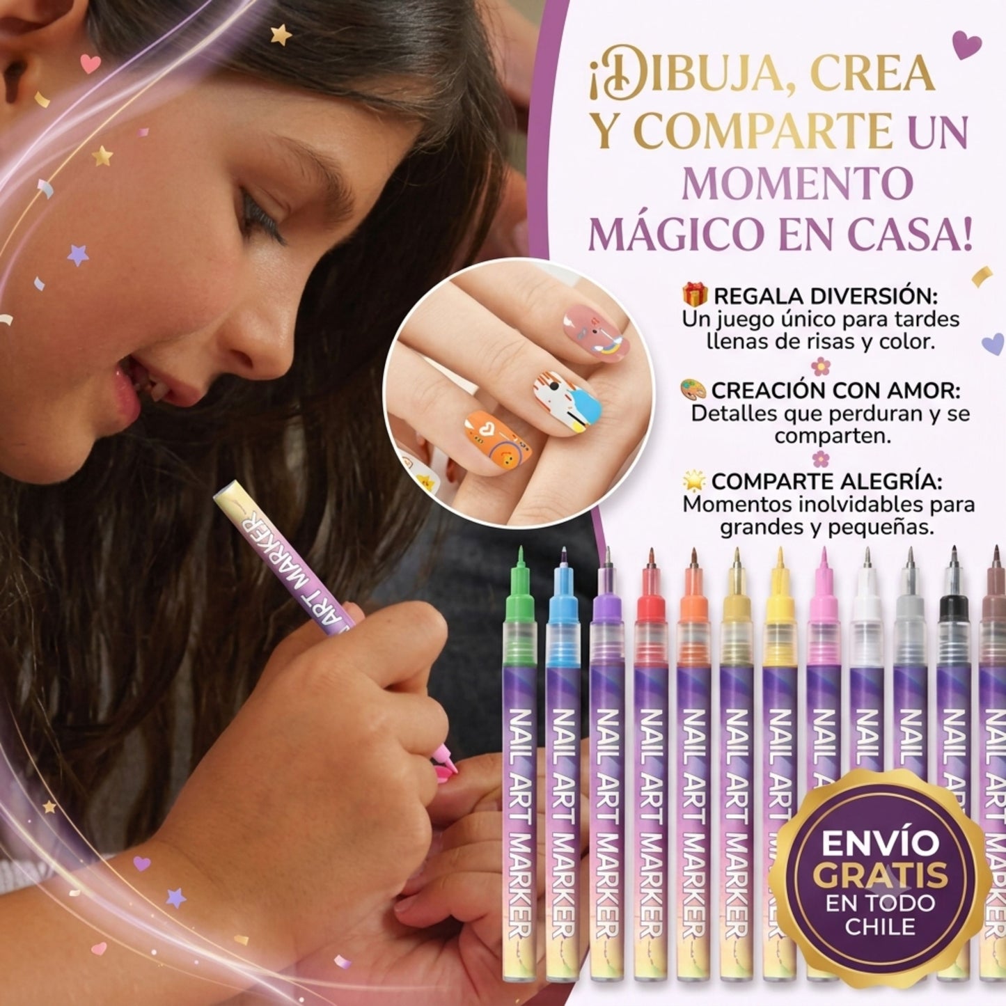 PintaUñitas™ Kit Creativo - Un regalo creativo para pintar, jugar y compartir este Día del Niño