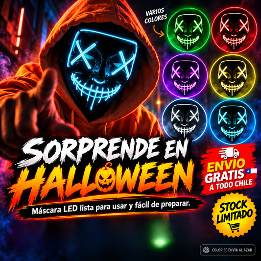 Máscara LED La Purga – Atrae todas las miradas en Halloween 👻🎃