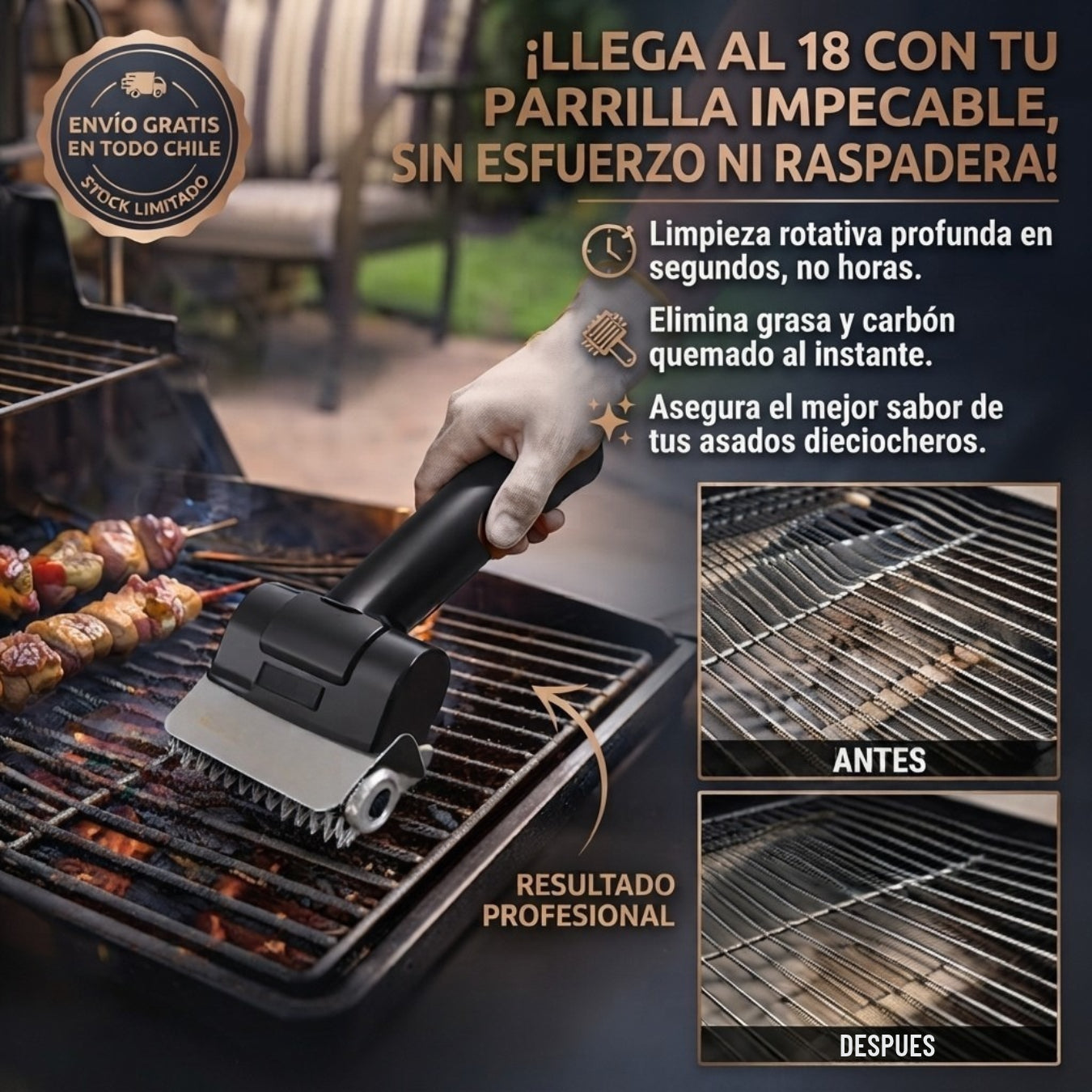 ParrillaFácil™  - Deja la parrilla lista para el 18 sin pasar horas raspando.