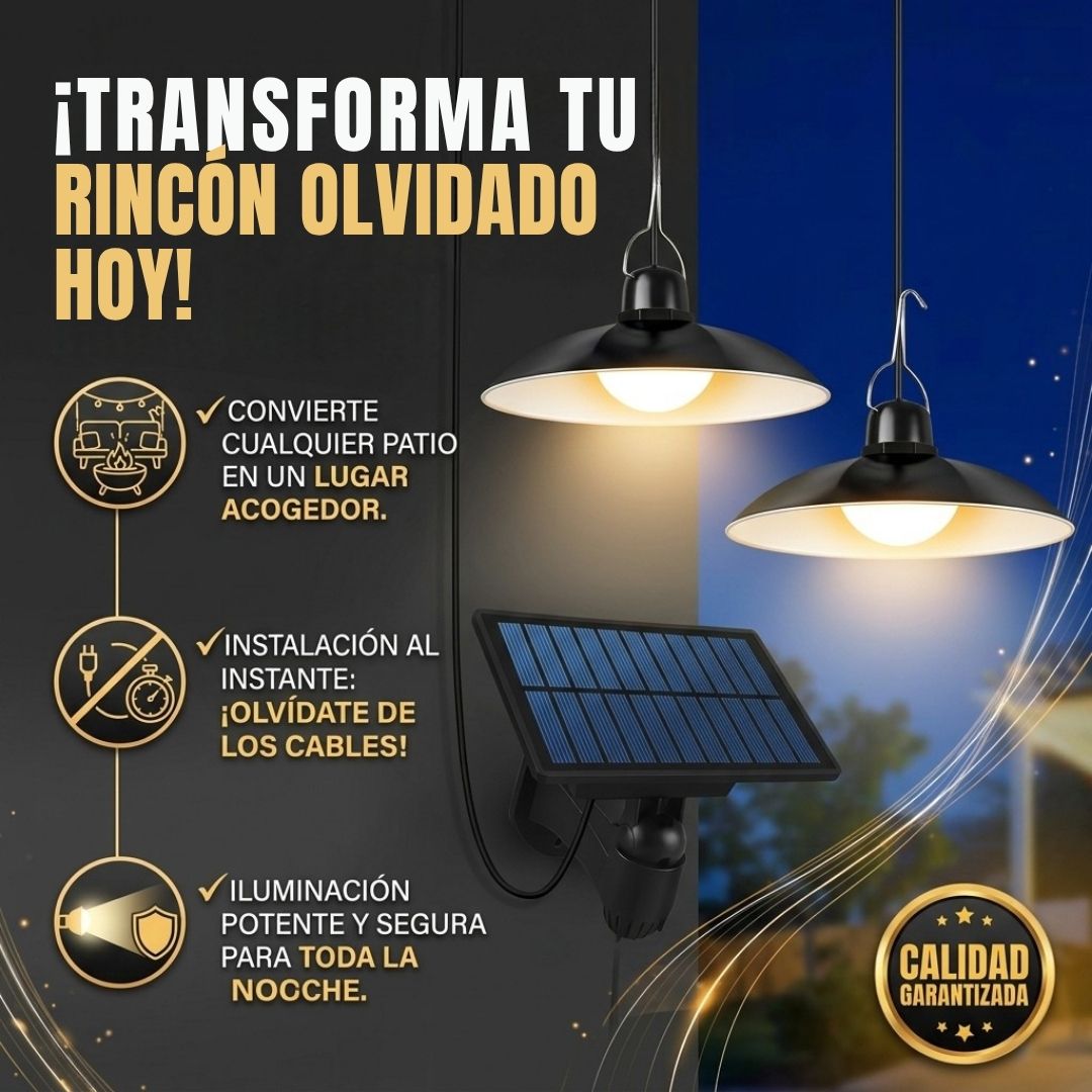 SolarLuz™ Colgante - Ilumina tus espacios exteriores sin enchufes ni cables.