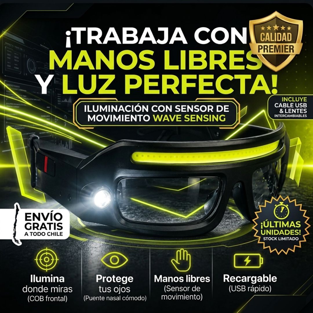 LumiManos™ - Ilumina justo donde miras y deja tus dos manos libres para trabajar.