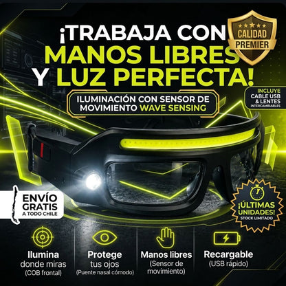 LumiManos™ - Ilumina justo donde miras y deja tus dos manos libres para trabajar.