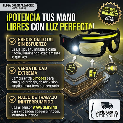 LumiManos™ - Ilumina justo donde miras y deja tus dos manos libres para trabajar.