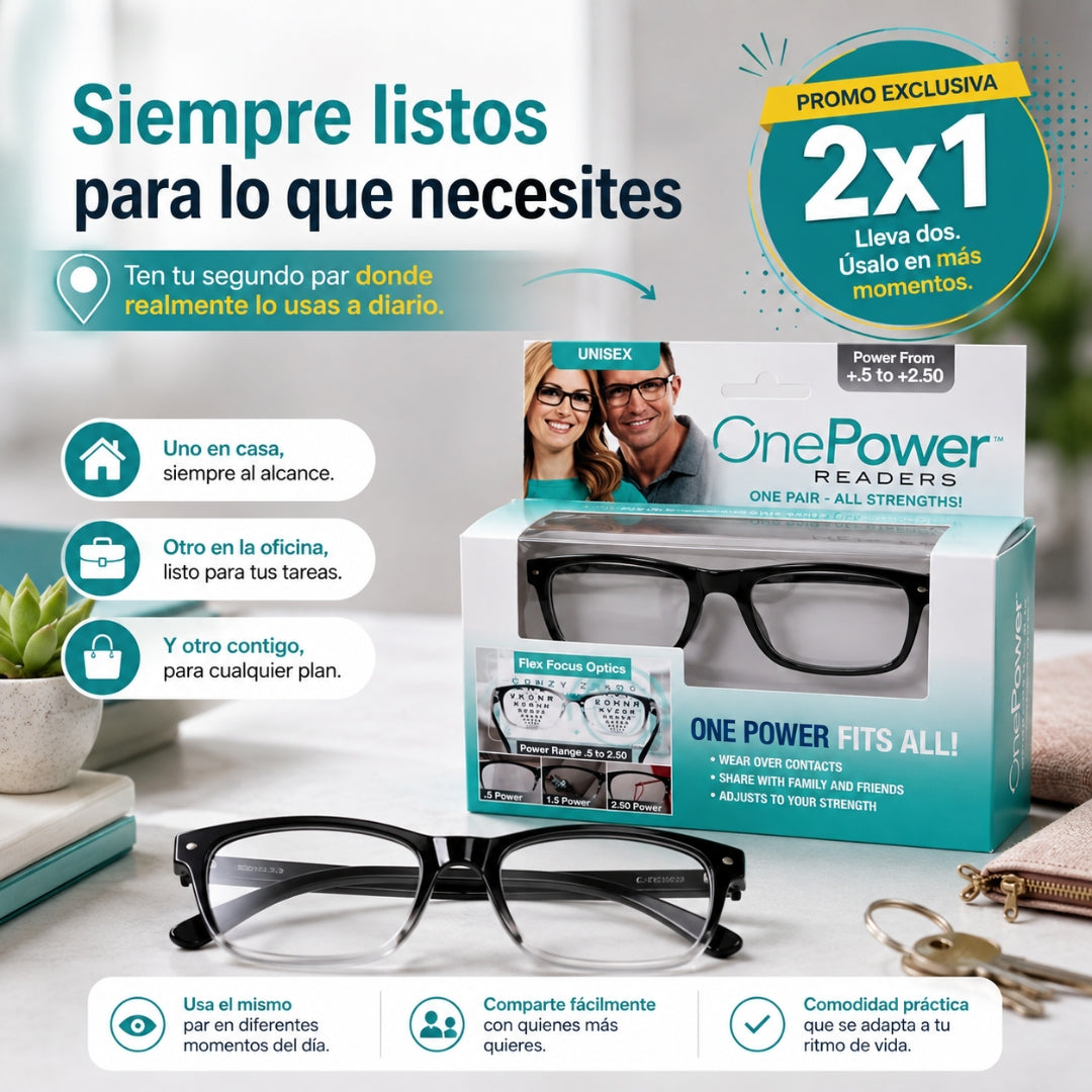 Lentes OnePower - Dos pares para tener una lectura más cómoda siempre a mano