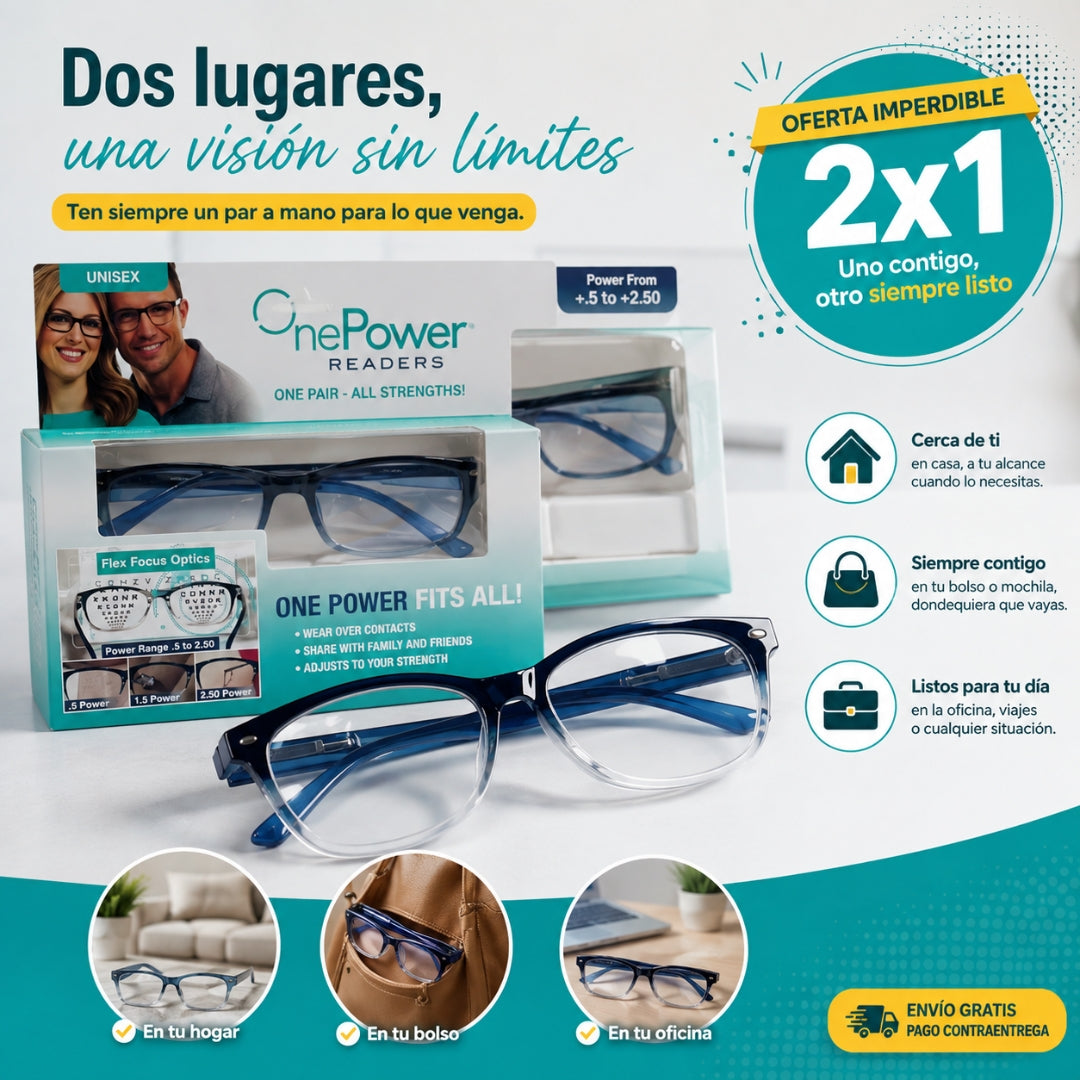 Lentes OnePower - Dos pares para tener una lectura más cómoda siempre a mano