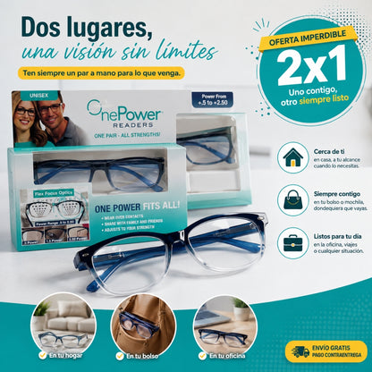 Lentes OnePower - Dos pares para tener una lectura más cómoda siempre a mano