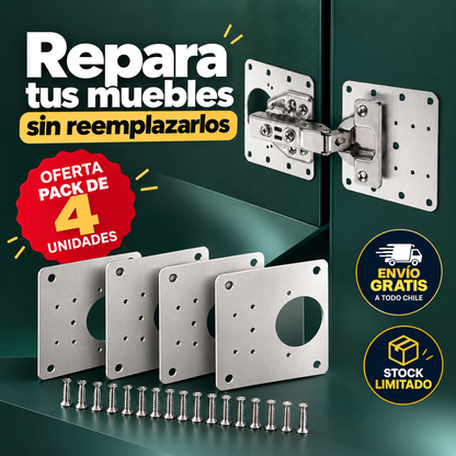 BisagraFix™ - Refuerza esa bisagra suelta sin cambiar todo el mueble.