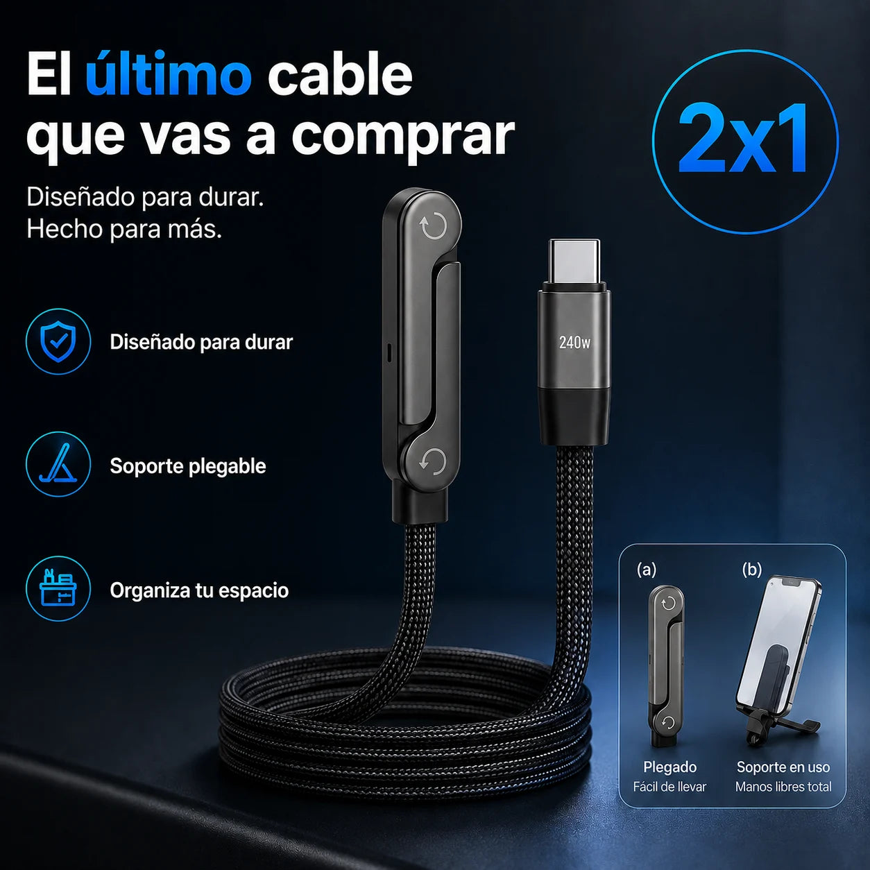 Cable Soporte ProCharge 240™ - Un cable que no vas a querer cambiar