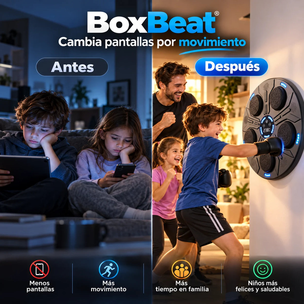 BoxBeat™ - Menos pantalla. Más movimiento en familia.